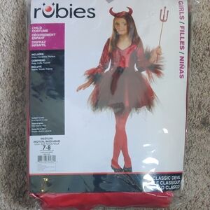 Rubie's Girls Red Devil Costume with Tulle Skirt NIP Size Medium 7/8